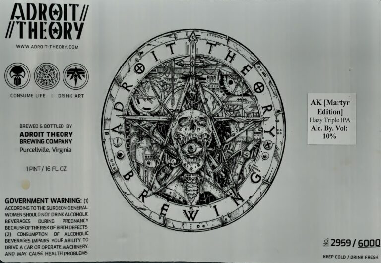 AK [Martyr Edition] beer label from Adroit Theory