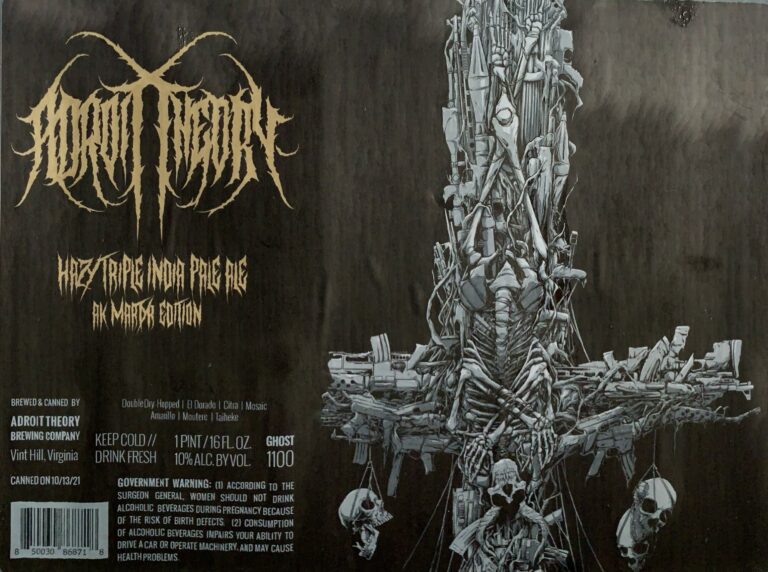 AK [Martyr Warrior] (Ghost 1100) beer label from Adroit Theory, artwork by Tim Hastings
