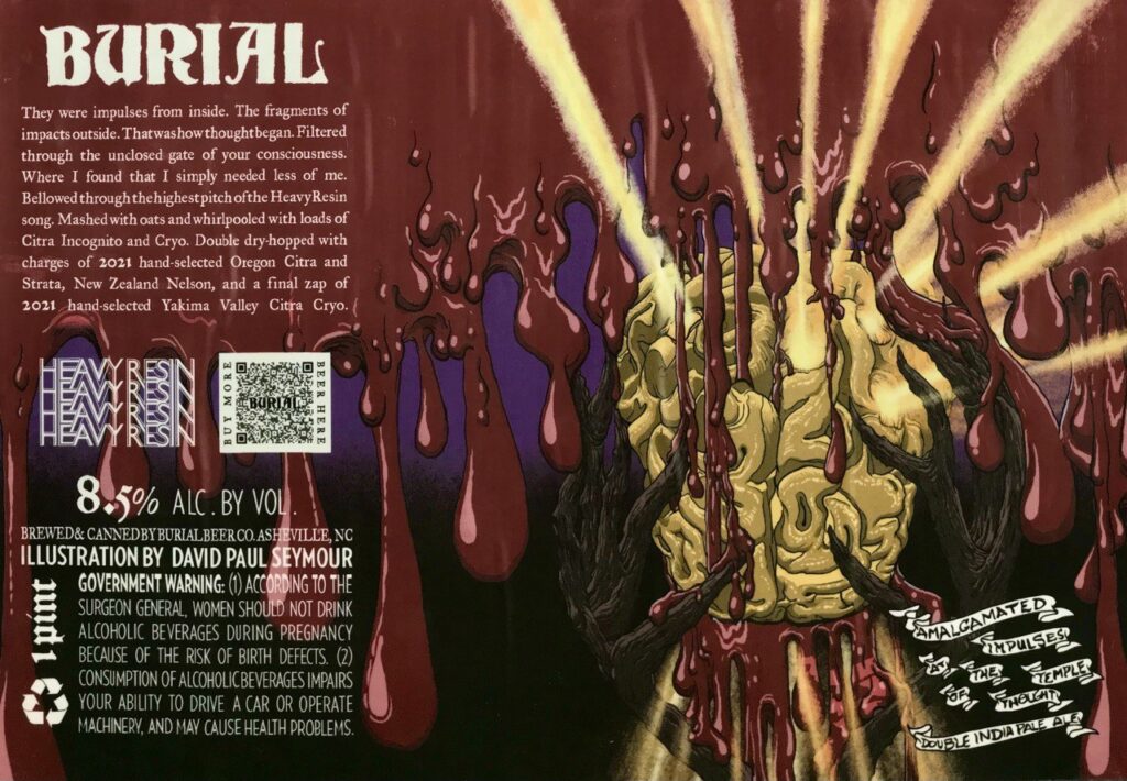 Amalgamated Impulses At the Temple of Thought beer label from Burial, artwork by David Paul Seymour