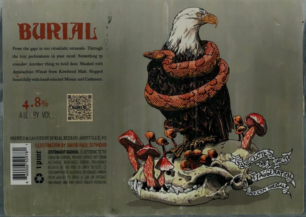 Anecdotes of Wild Exaggeration beer label from Burial, artwork by David Paul Seymour