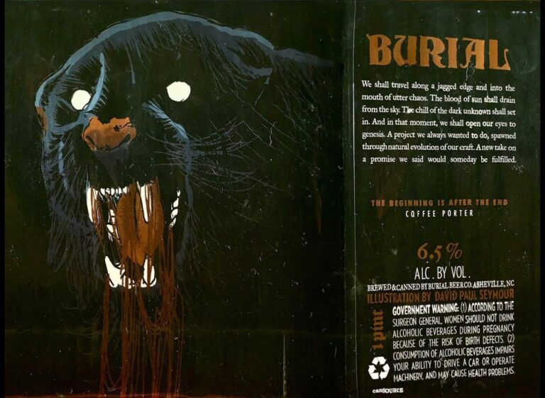 The Beginning is the End beer label from Burial, artwork by David Paul Seymour