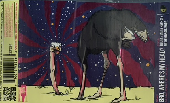 Bro, Where’s My Head? beer label from Tripping Animals