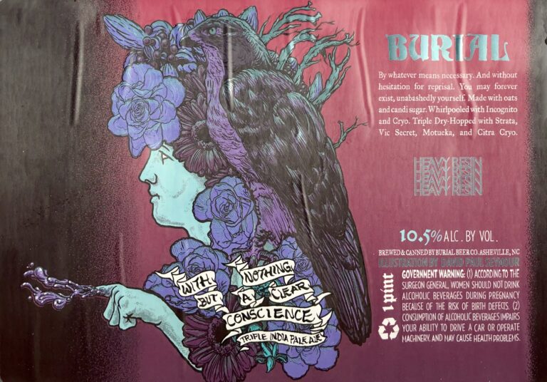 With Nothing But a Clear Conscience beer label from Burial, artwork by David Paul Seymour