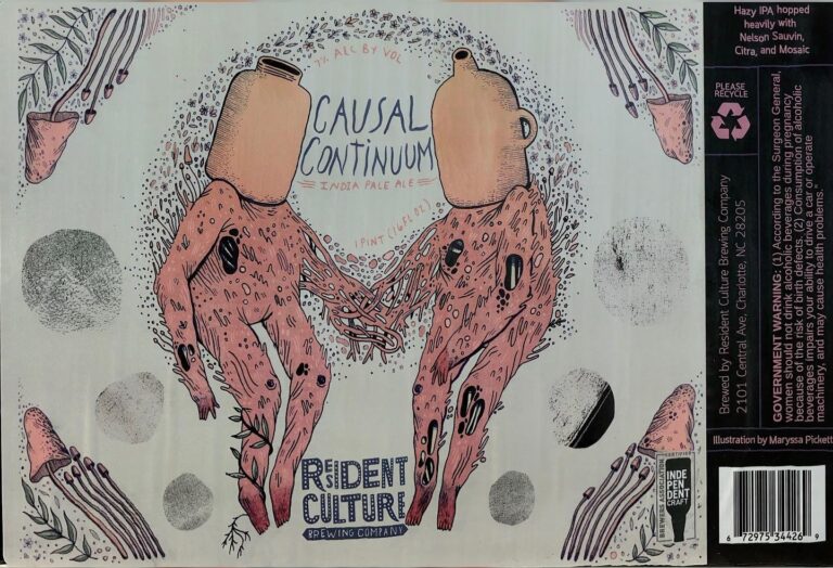 Casual Continuum beer label from Resident Culture, artwork by Maryssa Pickett