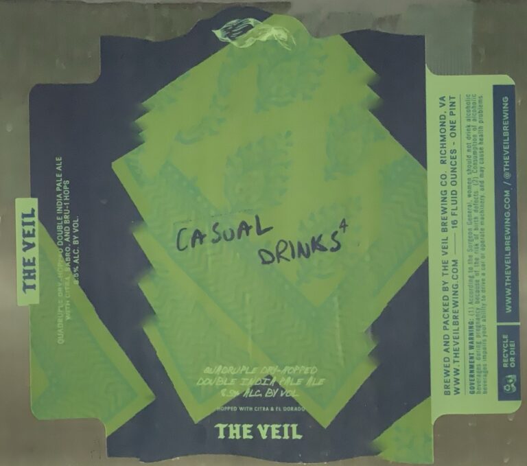Casual Drinks⁴ beer label from The Veil