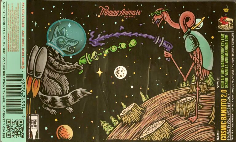 Cosmic Bandito 2.0 beer label from Tripping Animals & Great Notion