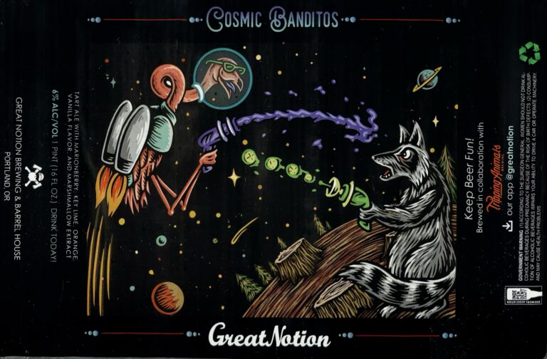 Cosmic Banditos beer label from Great Notion & Tripping Animals