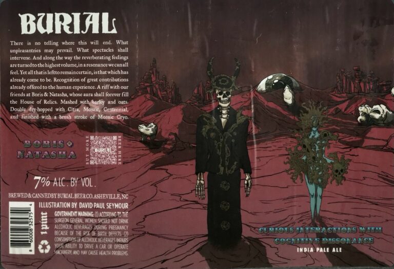Curious Interactions With Cognitive Dissonance beer label from Burial, artwork by David Paul Seymour