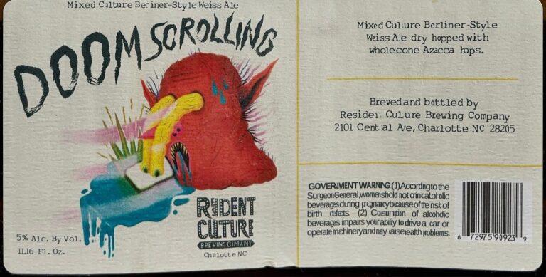 Doom Scrolling beer label from Resident Culture