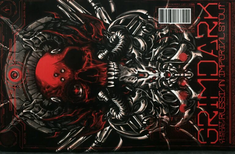 Grimdark (Ghost 1233) beer label from Adroit Theory