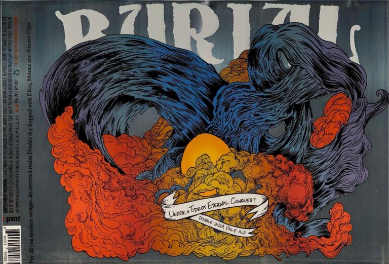 Under A Tide of Eternal Conquest beer label from Burial, artwork by David Paul Seymour