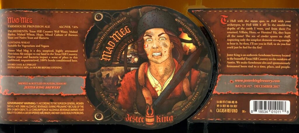 Mad Meg is a Provision Ale beer label from Jester King
