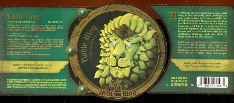 Noble King beer label from Jester King