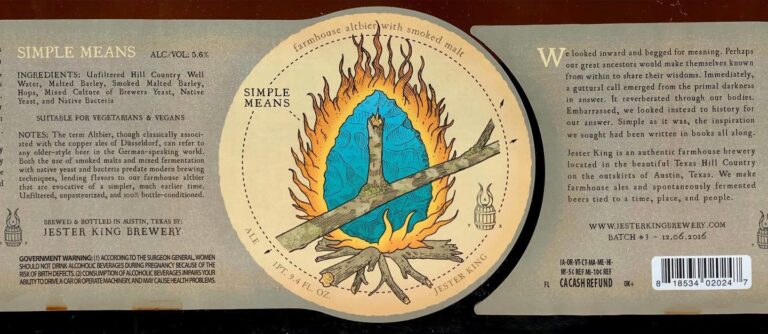 Simple Means beer label from Jester King