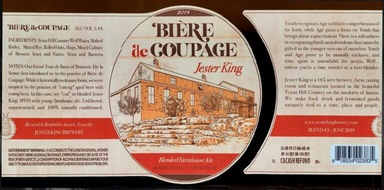 Bier De Coupage beer label from Jester King