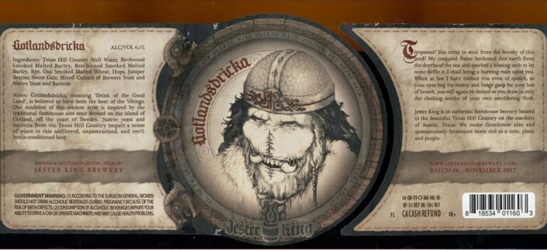 Gotlandsdricka beer label from Jester King