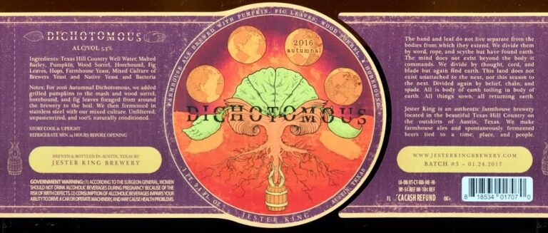 Hibernal Dichotomous beer label from Jester King