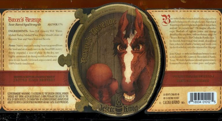 Boxer’s Revenge beer label from Jester King