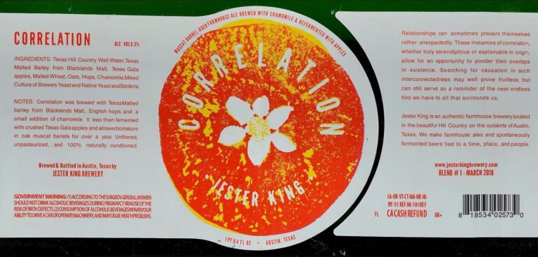 Correlation beer label from Jester King