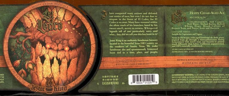 El Cedro beer label from Jester King