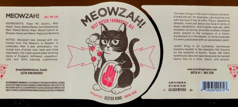 Meowzah! beer label from Jester King
