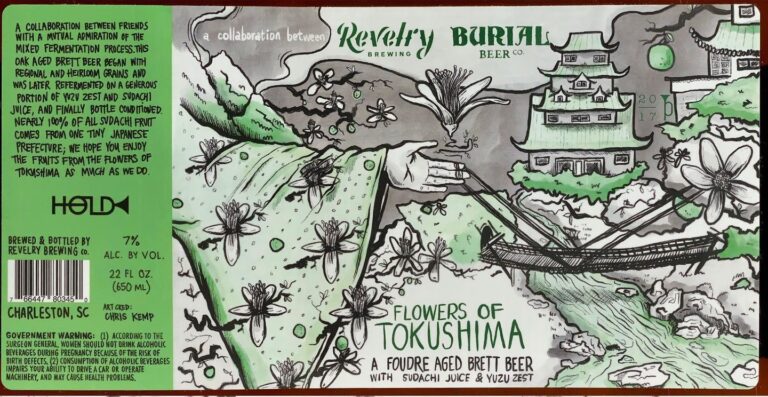Flowers of Tokushima beer label from Revelry & Burial
