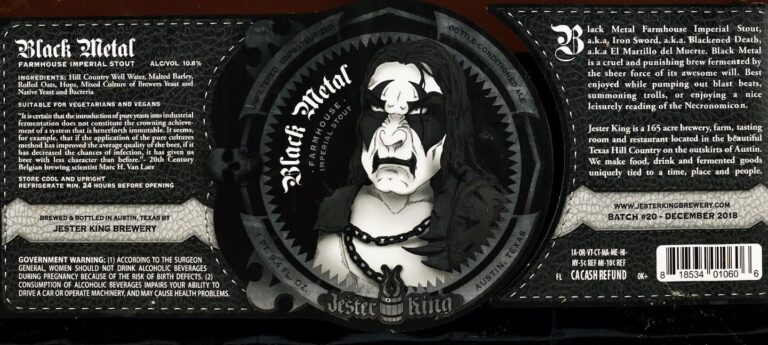 Black Metal beer label from Jester King