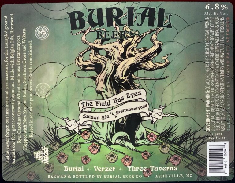 The Field Has Eyes beer label from Burial, artwork by David Paul Seymour