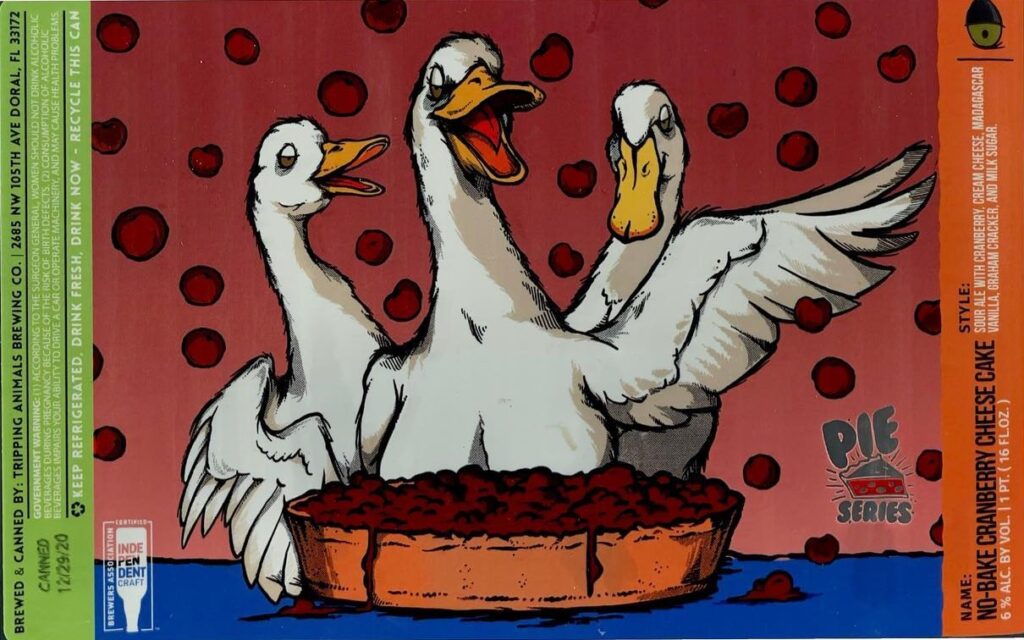 No-Bake Cranberry Cheesecake (Pie Series) beer label from Tripping Animals