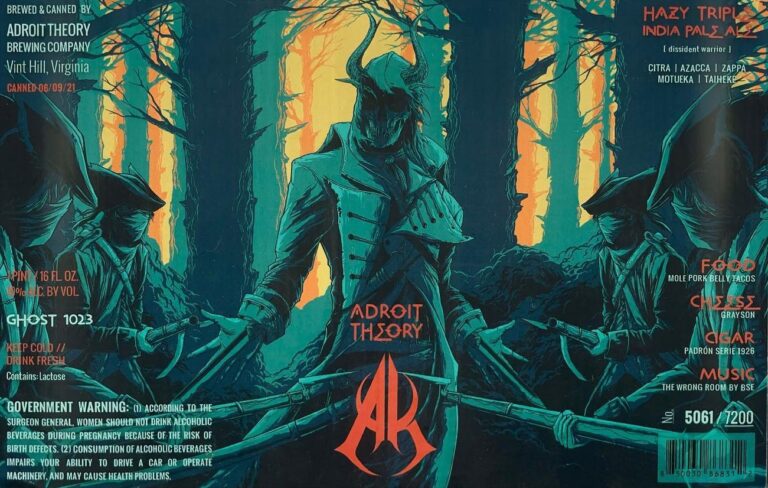 AK [Dissident Warrior] (Ghost 1023) beer label from Adroit Theory, artwork by Tim Hastings