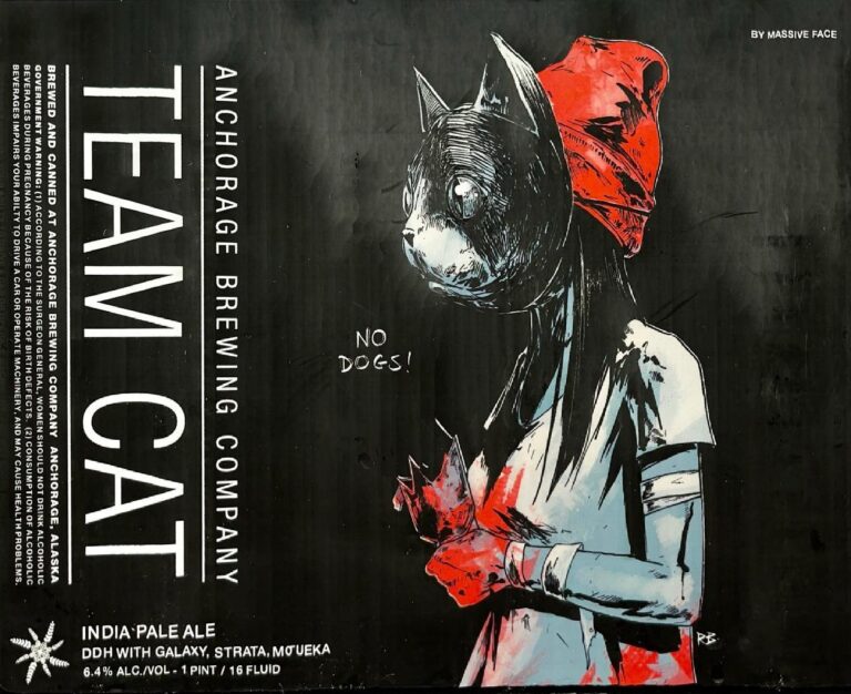 Team Cat beer label from Anchorage, artwork by Rob Bowyer