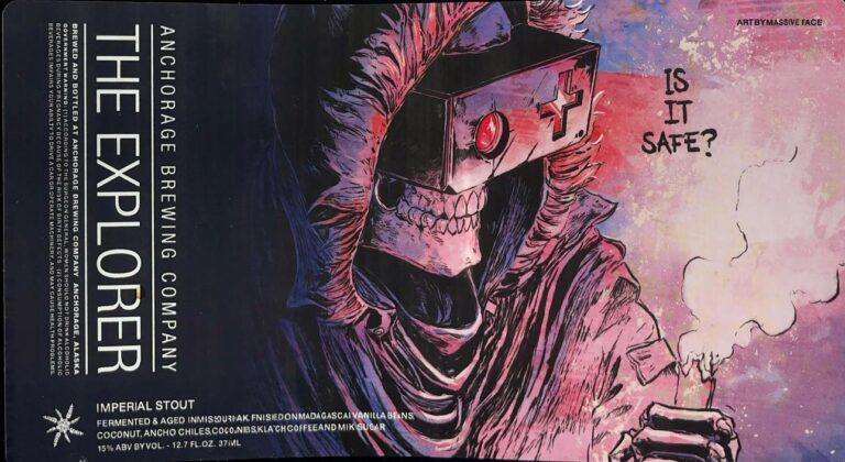 The Explorer beer label from Anchorage, artwork by Rob Bowyer