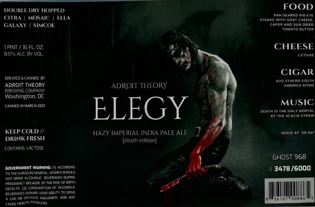 Elegy [death Edition] (Ghost 968) beer label from Adroit Theory