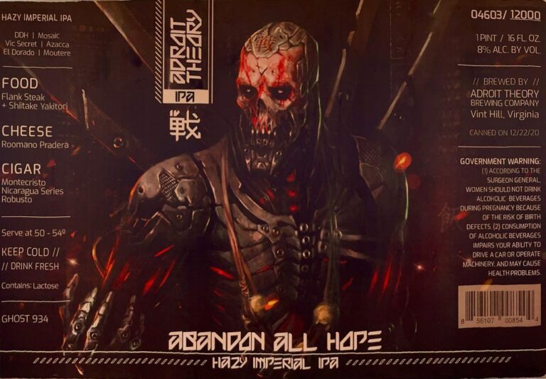 Abandon All Hope (Ghost 934) beer label from Adroit Theory