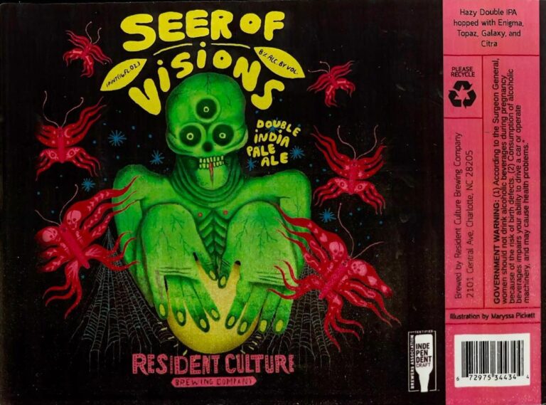 Seer of Visions beer label from Resident Culture, artwork by Maryssa Pickett