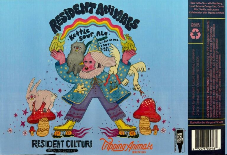 Resident Animals beer label from Resident Culture, artwork by Maryssa Pickett