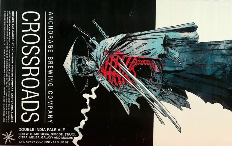 Crossroads beer label from Anchorage, artwork by Rob Bowyer