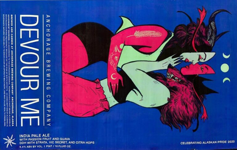 Devour Me beer label from Anchorage, artwork by Michelle KamMei Harvey