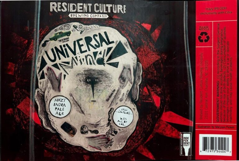 Universal Mind beer label from Resident Culture, artwork by Maryssa Pickett