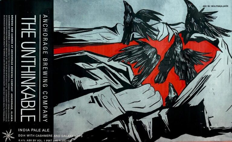 The Unthinkable beer label from Anchorage, artwork by Rob Bowyer