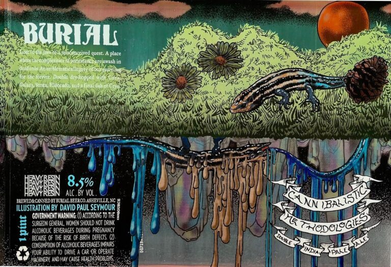 Cannibalistic Methodologies beer label from Burial, artwork by David Paul Seymour
