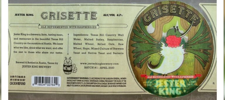 Raspberry Grisette beer label from Jester King