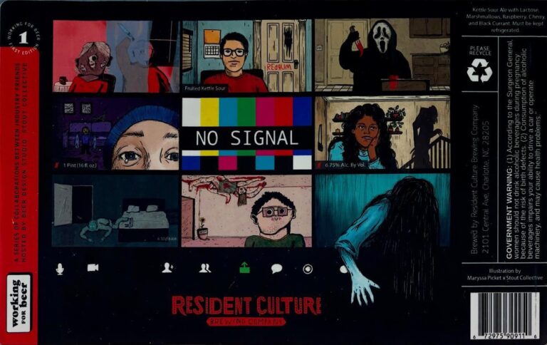 No Signal beer label from Resident Culture, artwork by Maryssa Pickett