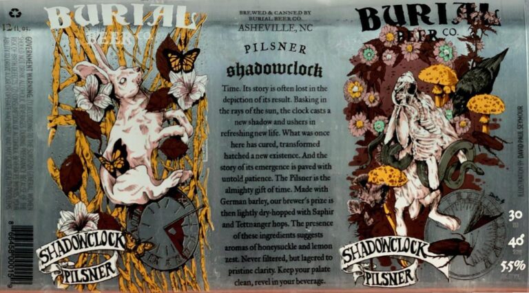 Shadowclock Pilsner beer label from Burial, artwork by David Paul Seymour