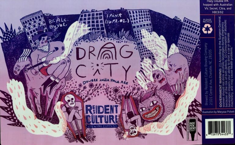 Drag City beer label from Resident Culture, artwork by Maryssa Pickett