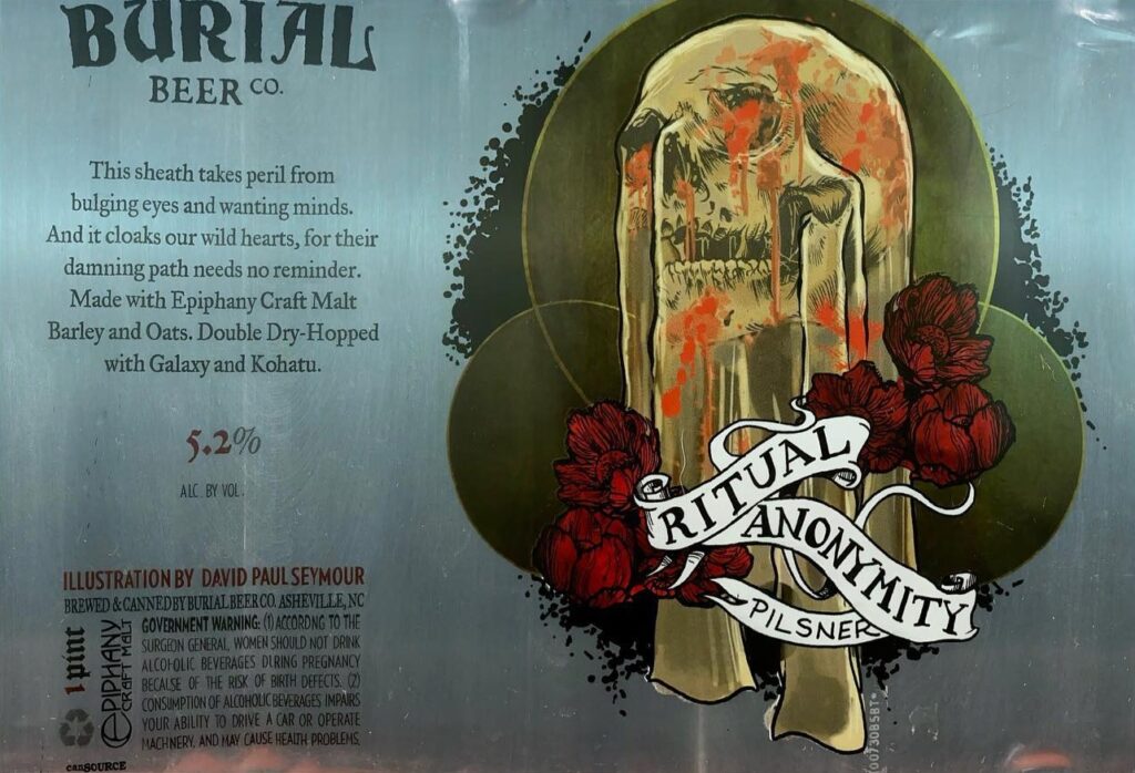 Ritual Anonymity beer label from Burial, artwork by David Paul Seymour