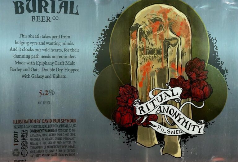Ritual Anonymity beer label from Burial, artwork by David Paul Seymour