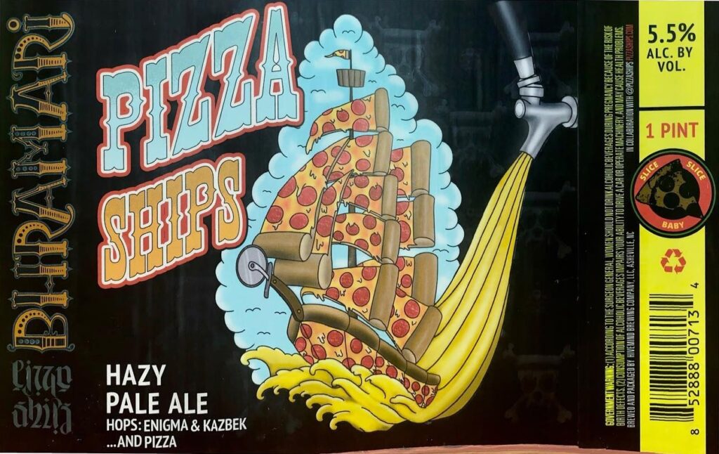 Pizza Ships beer label from Bhramari