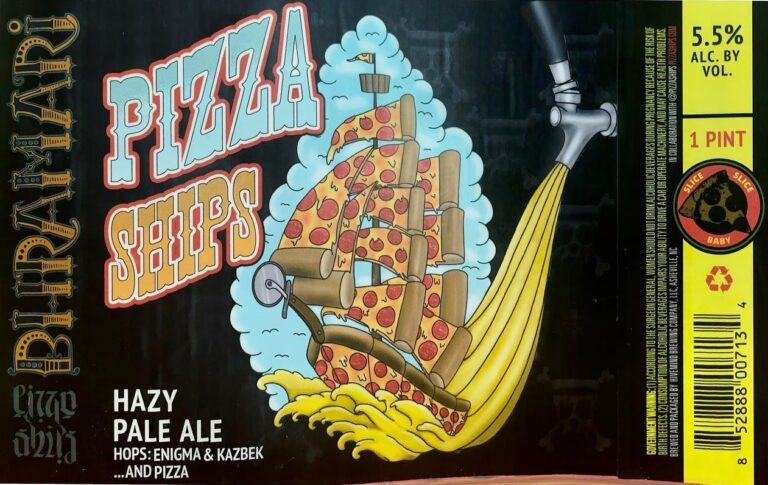 Pizza Ships beer label from Bhramari