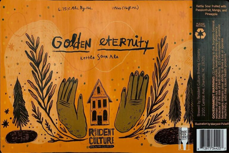 Golden Eternity beer label from Resident Culture, artwork by Maryssa Pickett